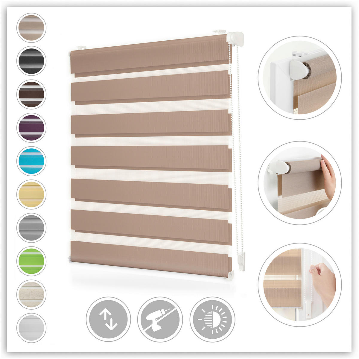 Doppelrollo Duo taupe B/L: ca. 45x150 cm Duo - taupe (45,00/150,00cm) - LICHTBLICK