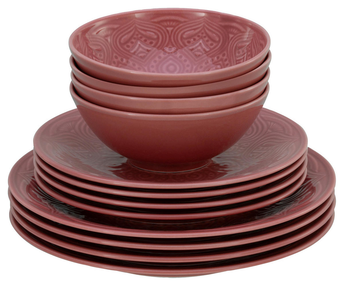 CreaTable Tafelservice Orient Mandala rot Porzellan 12 tlg. Orient Mandala - rot - CreaTable