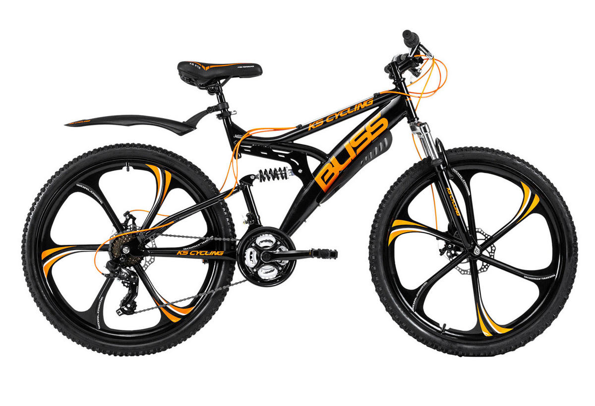 KS-Cycling Mountain-Bike Fully 26 Zoll Bliss 608M schwarz ca. 26 Zoll Bliss - orange/schwarz (47,00cm) - KS-Cycling