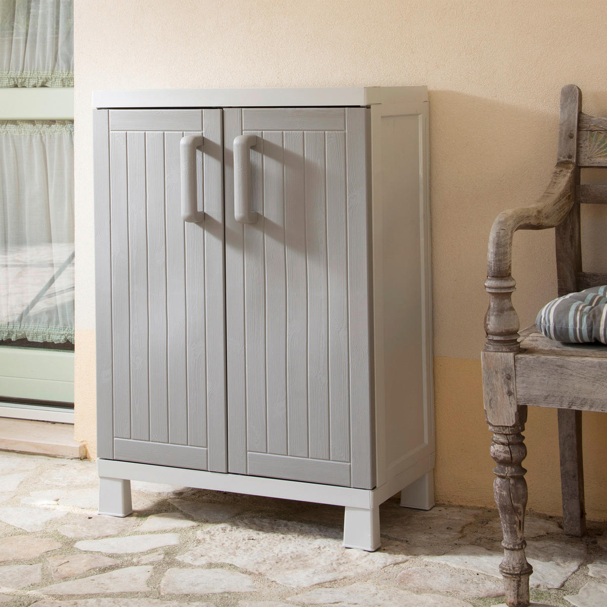 Toomax Kunststoffschrank Wood Midi hellgrau Kunststoff B/H/T: ca. 65x93x37 cm Wood Midi - hellgrau (65,00/93,00/37,00cm) - Toomax