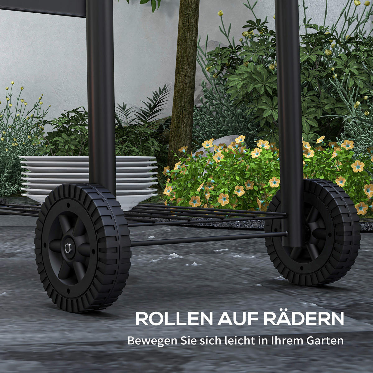 Outsunny Holzkohlegrill Metall B/H/L: ca. 46,5x115x83 cm Holzkohlegrill - schwarz (83,00/46,50/115,00cm) - Outsunny