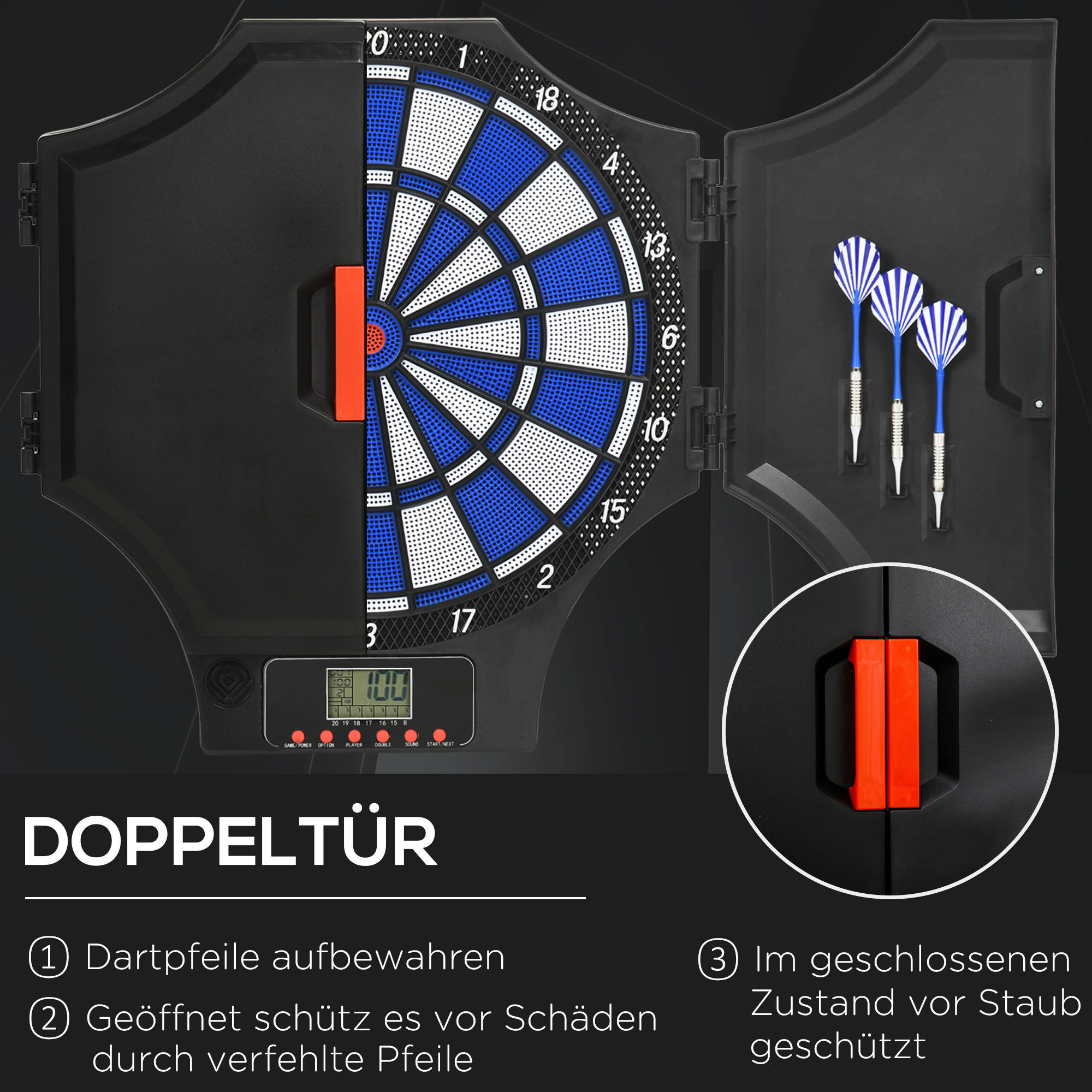 SPORTNOW Elektronische Dartscheibe B/H/L: ca. 45x83x4 cm Elektronische_Dartscheibe - schwarz (4,00/45,00/83,00cm) - SPORTNOW