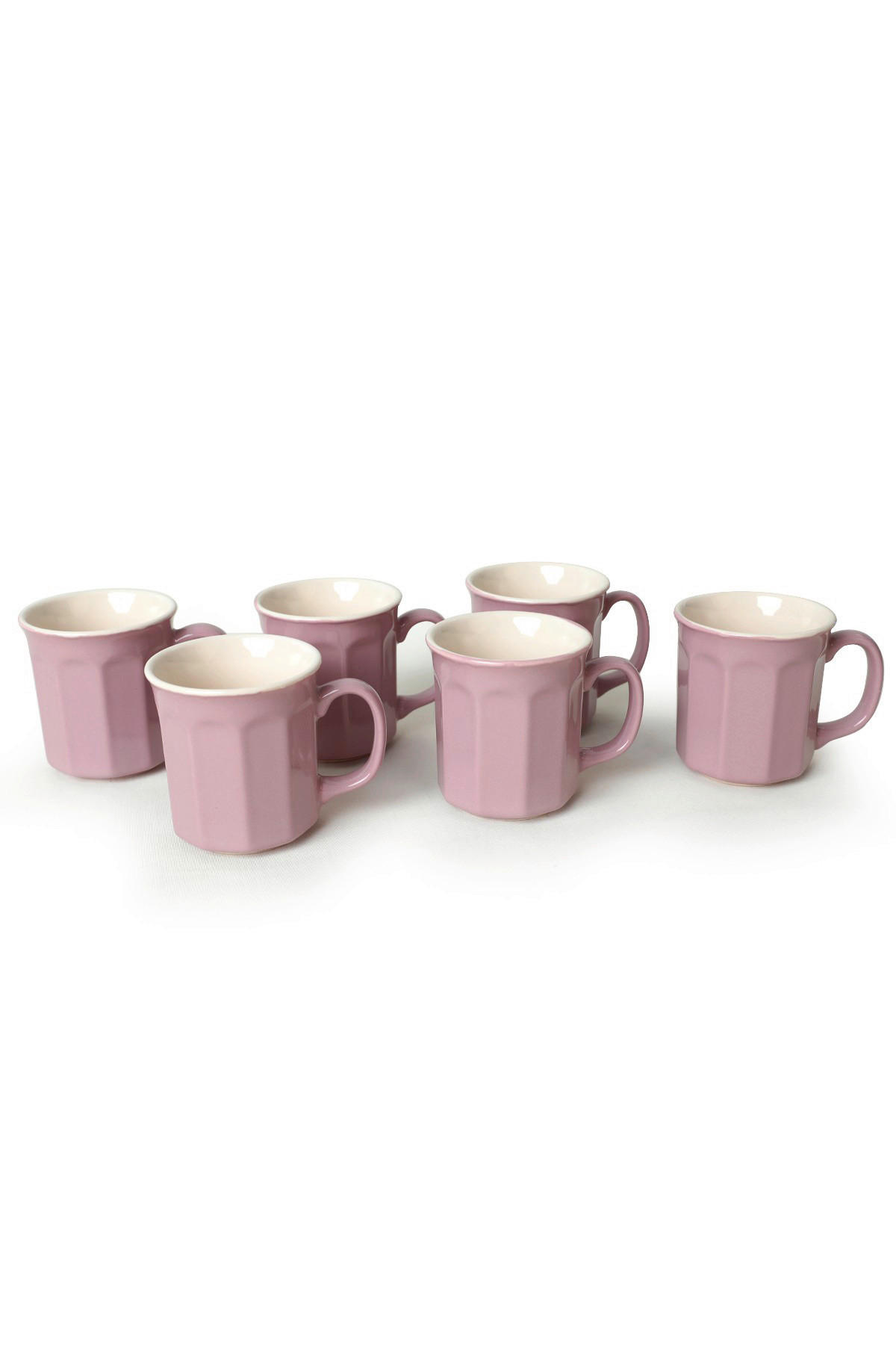 HermiaConcept Kaffeebecher 6-tlg. creme Keramik 6 tlg. 6-tlg. - creme/violett (9,00/9,00cm) - HermiaConcept