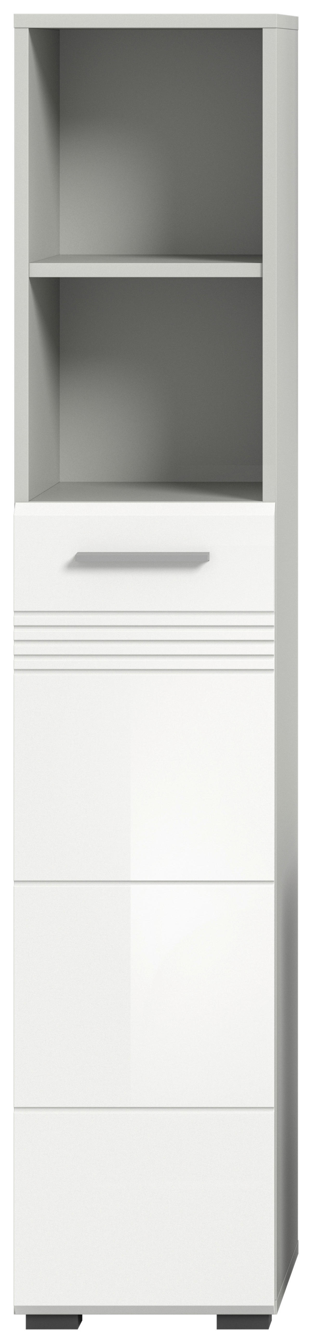 Hochschrank Copa hellgrau weiß Hochglanz B/H/T: ca. 30x150x30 cm Copa - hellgrau/weiß (30,00/150,00/30,00cm) - xonox.home