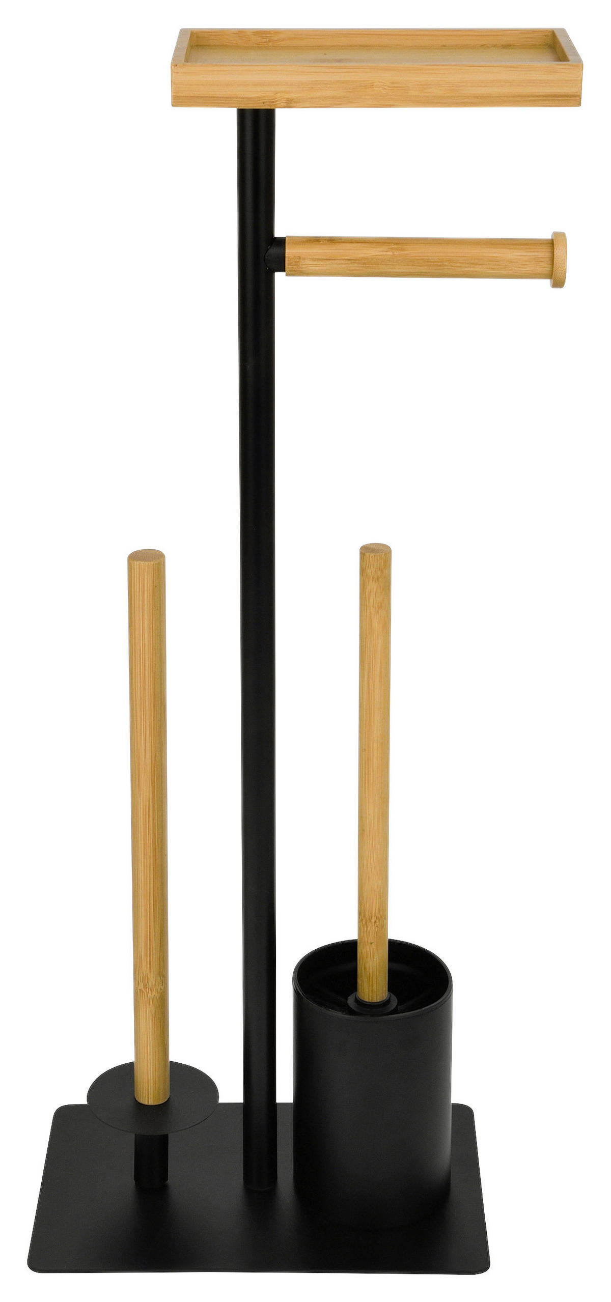 POCOline Stand-WC-Garnitur Nordic Black schwarz hellbraun Edelstahl Nordic Black - schwarz/hellbraun (25,00/16,00/64,50cm) - POCOline