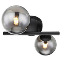 GLOBO Wandleuchte 56133-2W Riha schwarz Rauch Metall Glas B/H/L: ca. 25x12,5x24 cm G9 2 Brennstellen Riha - schwarz/Rauch (24,00/25,00/12,50cm) - GLOBO