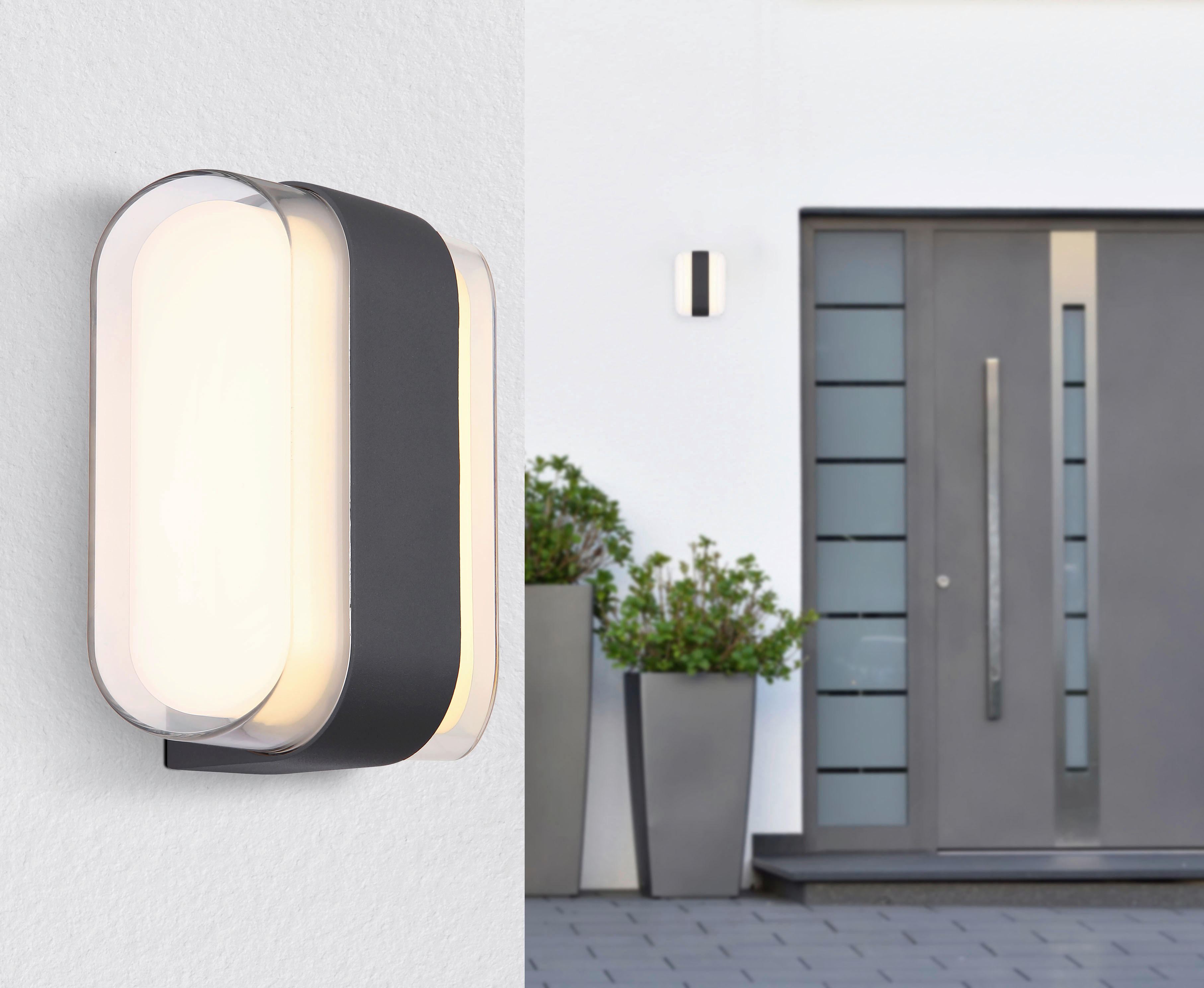 LED-Außenleuchte anthrazit Opal B/H: ca. 16x12,5 cm PLIXON - Opal/anthrazit (16,00/12,50cm) - GLOBO