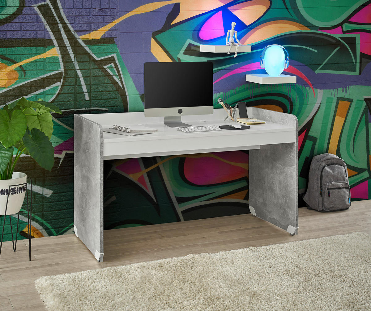 Schreibtisch Matino Beton weiß B/H/T: ca. 143x84x67 cm Matino - Beton/weiß (143,00/84,00/67,00cm)