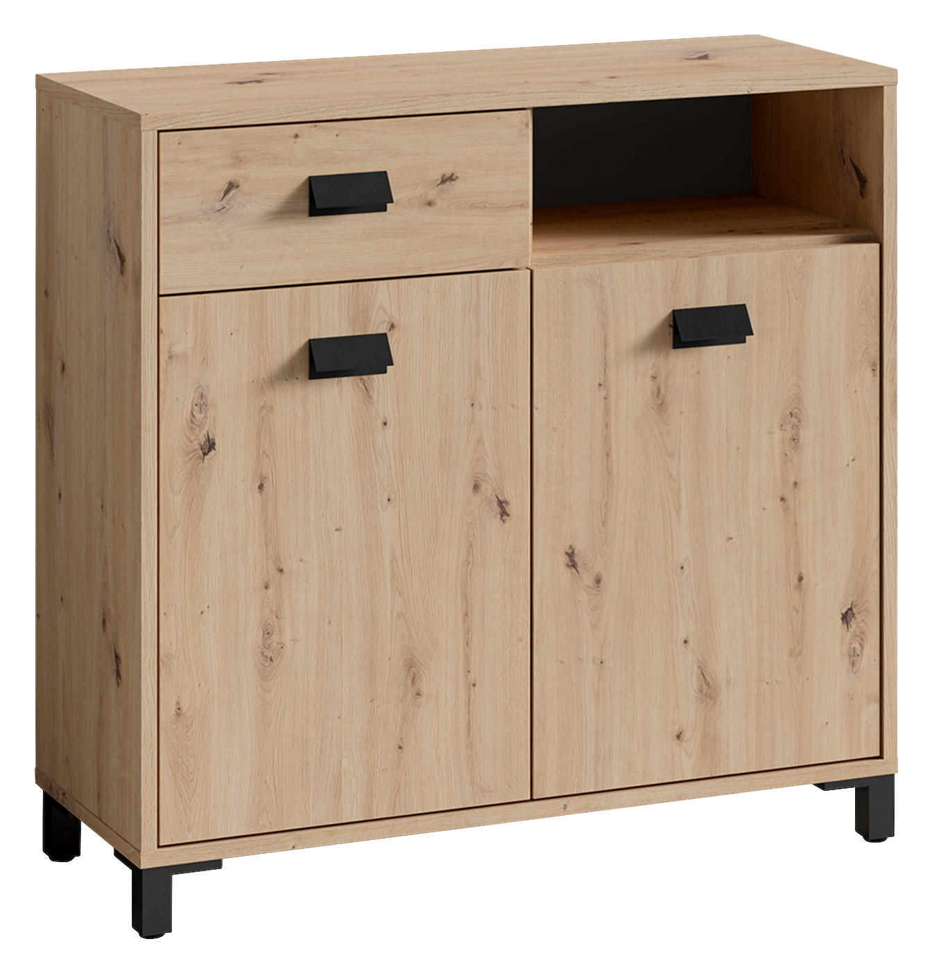 Kommode WELLNESS Eiche Artisan Nachbildung schwarz schwarz anthrazit B/H/T: ca. 80,5x77,5x31 cm WELLNESS - Eiche/schwarz (80,50/77,50/31,00cm) - byLIVING