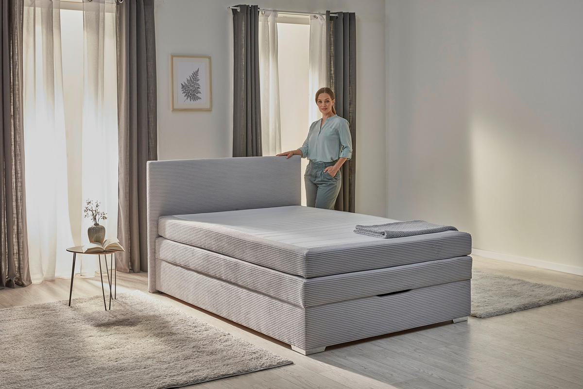 Boxspringbett Porto grau Liegefläche B/L: ca. 140x200 cm Porto - grau (147,00/105,00/211,00cm)
