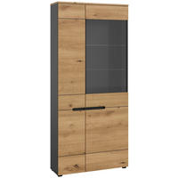 Vitrine Canu basaltgrau Nachbildung Artisan Oak Nachbildung B/H/T: ca. 190x80x37 cm Canu - basaltgrau (190,00/80,00/37,00cm) - xonox.home