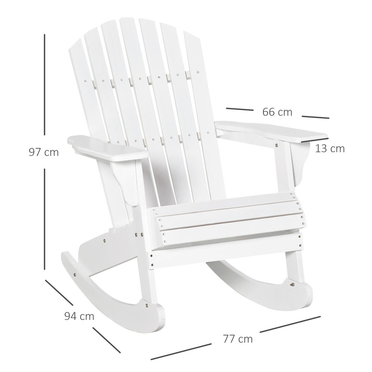 Outsunny Schaukelstuhl weiß Holz B/H/L: ca. 94x97x77 cm Schaukelstuhl - weiß (77,00/94,00/97,00cm) - Outsunny