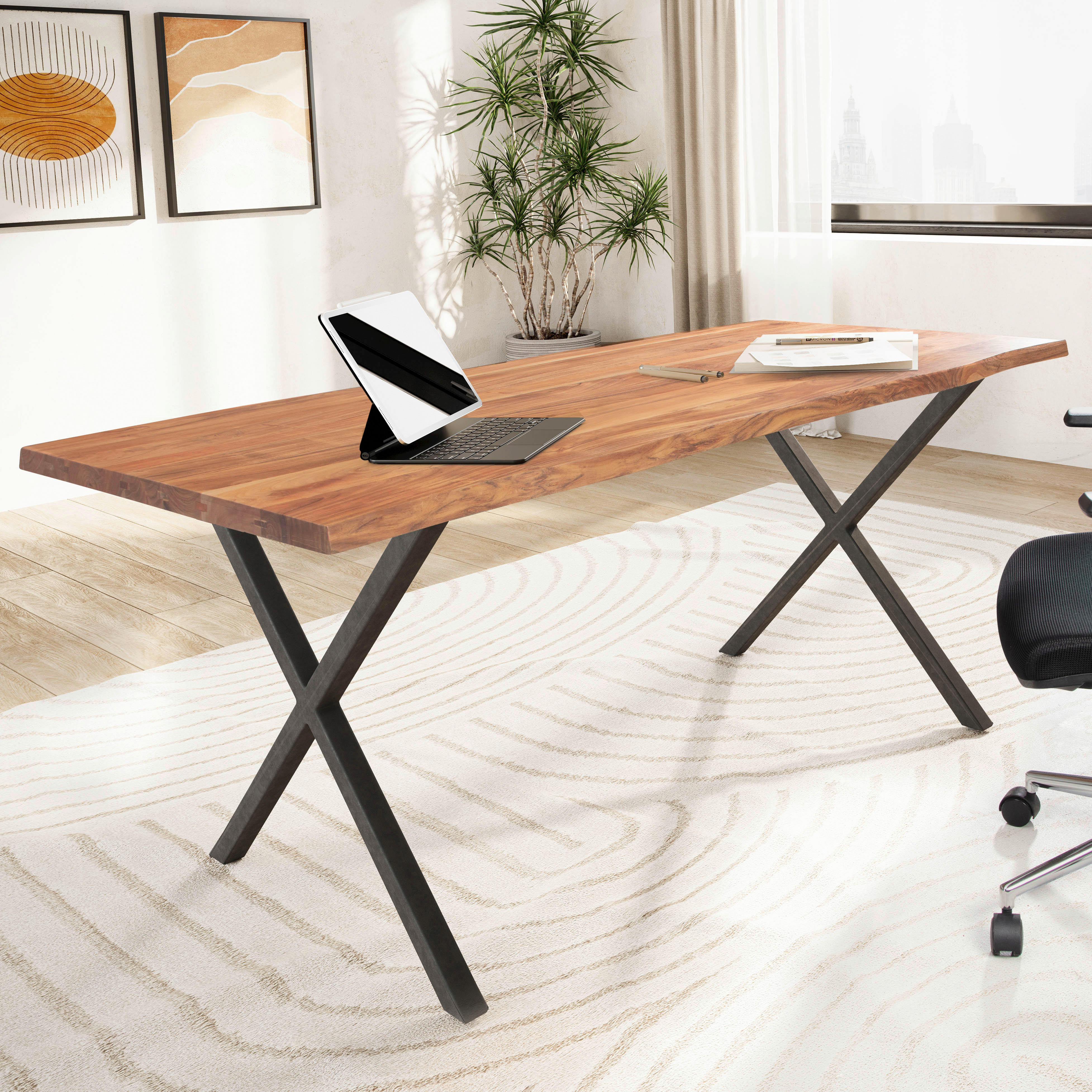 Schreibtisch B/H/T: ca. 200x76x100 cm Schreibtisch - (200,00/76,00/100,00cm) - Wohnling
