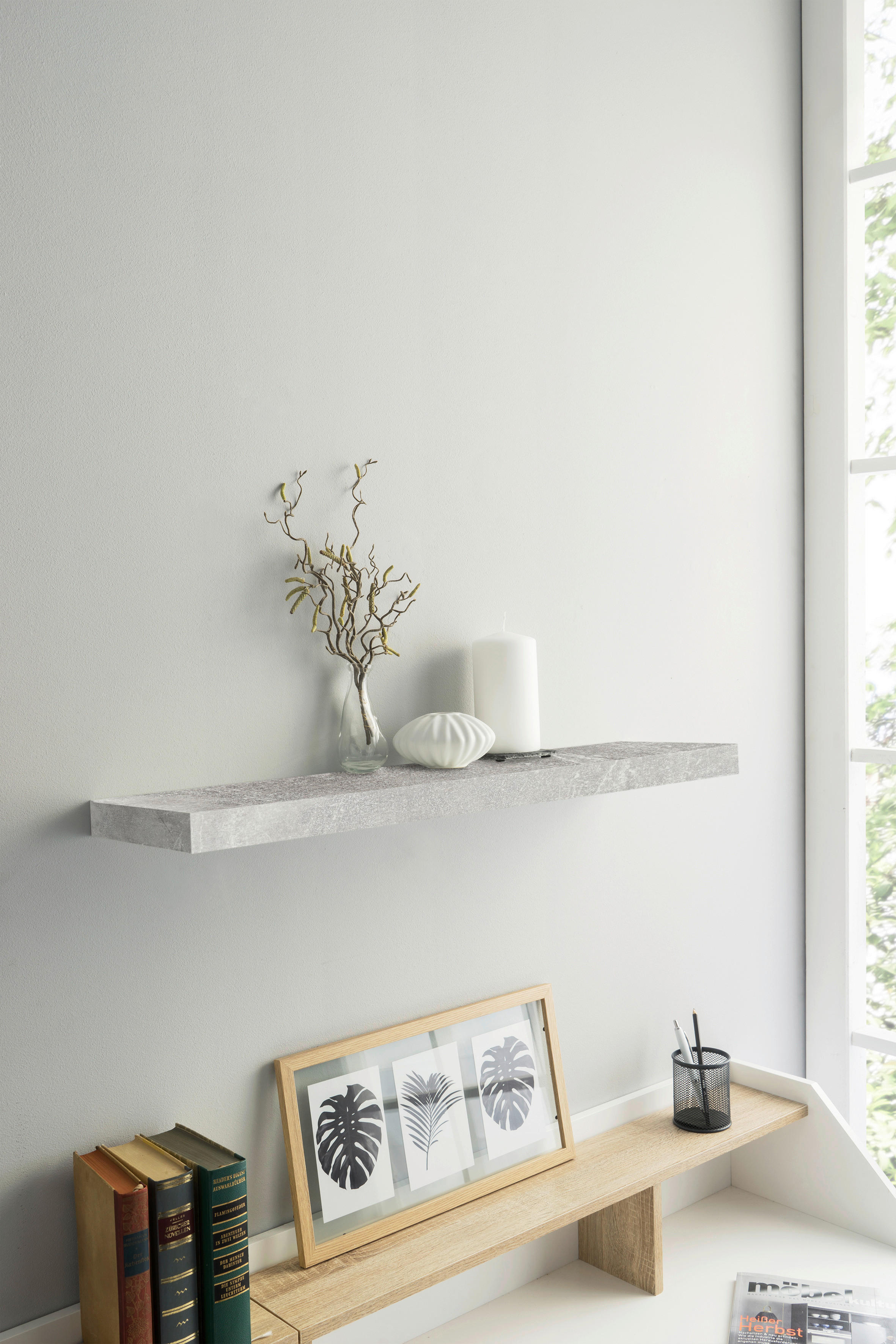 Wandboard Shelvy 80 Beton Optik B/H/T: ca. 80x4x24 cm Shelvy 80 - (80,00/4,00/24,00cm)