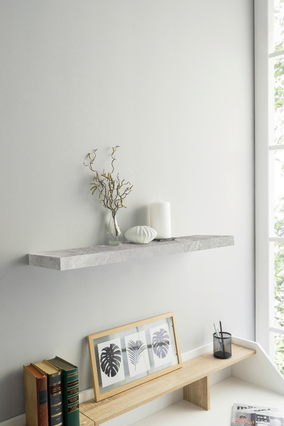 Wandboard Shelvy 80 Beton Optik B/H/T: ca. 80x4x24 cm Shelvy 80 - (80,00/4,00/24,00cm)