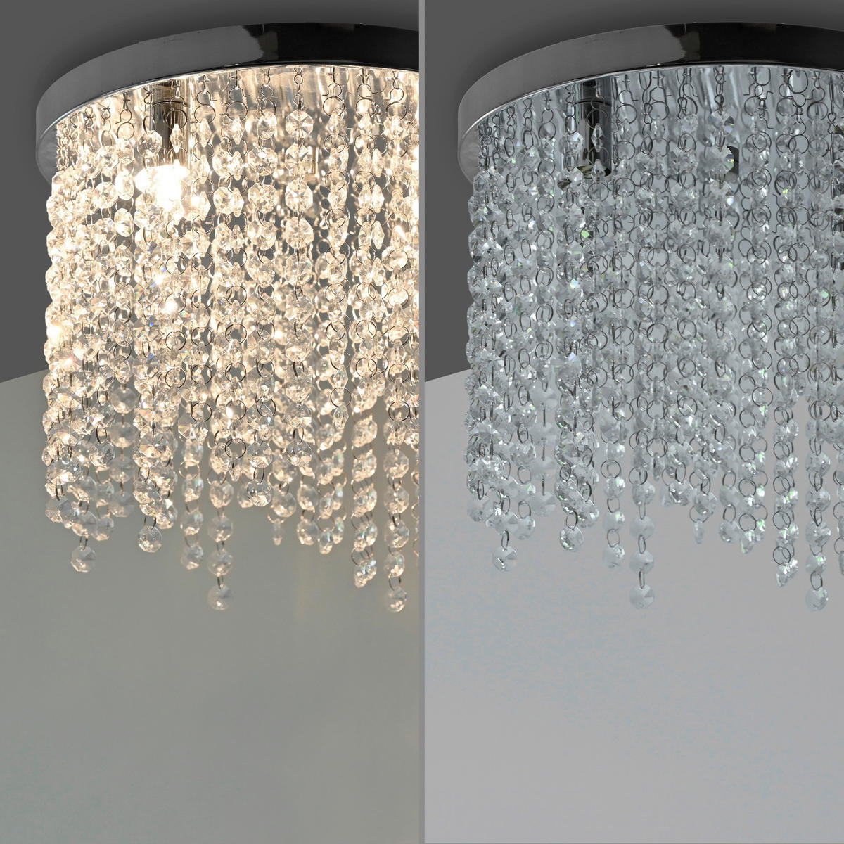 Just Light LED-Kronleuchter Chrom B/H/L: ca. 30x22x30 cm 4 Brennstellen LED-Deckenleuchte_Kulunka - Chrom (30,00/30,00/22,00cm) - Just Light