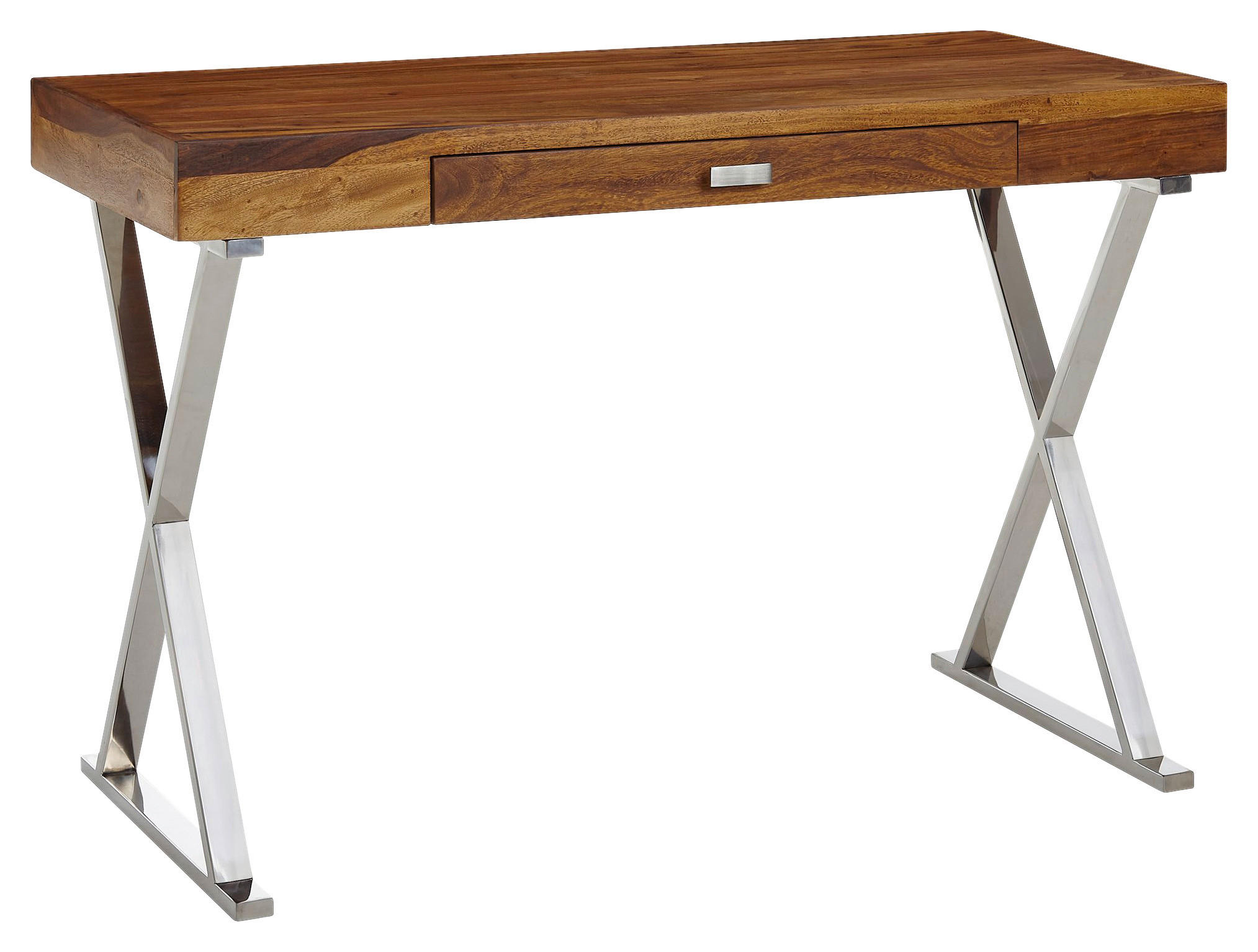 Schreibtisch natur Edelstahl verchromt B/H/T: ca. 120x78x55 cm Schreibtisch - natur/Edelstahl (120,00/78,00/55,00cm) - Wohnling