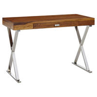 Schreibtisch natur Edelstahl verchromt B/H/T: ca. 120x78x55 cm Schreibtisch - natur/Edelstahl (120,00/78,00/55,00cm) - Wohnling