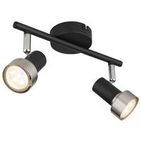 GLOBO Spot Chrom nickel matt mattschwarz Metall B/H/T: ca. 25x11,8x8,5 cm GU10 2 Brennstellen MASON - nickel matt/Chrom (25,00/11,80/8,50cm) - GLOBO