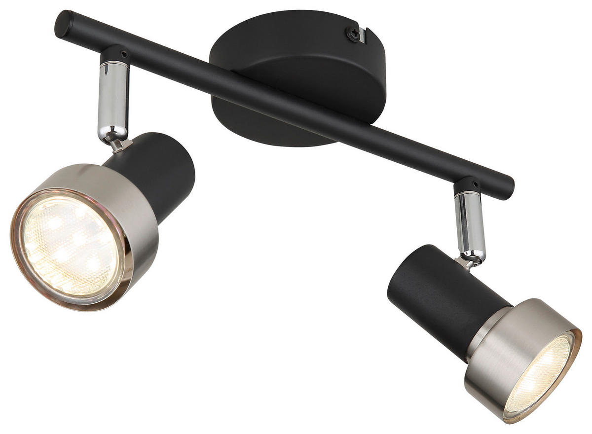 GLOBO Spot Chrom nickel matt mattschwarz Metall B/H/T: ca. 25x11,8x8,5 cm GU10 2 Brennstellen MASON - nickel matt/Chrom (25,00/11,80/8,50cm) - GLOBO