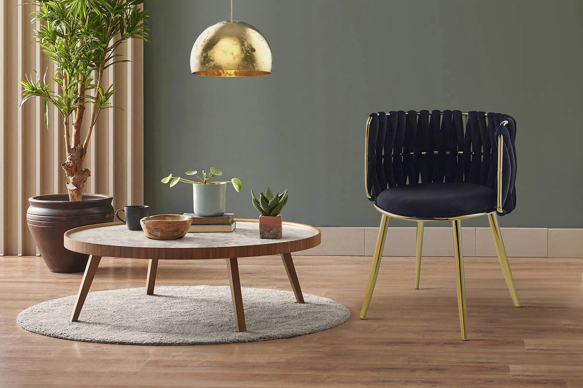 Stuhl Milla 100 2er-Set schwarz Microfaser B/H/T: ca. 57x80x53 cm Milla 100 2er-Set - gold/schwarz (57,00/80,00/53,00cm) - 360 Living