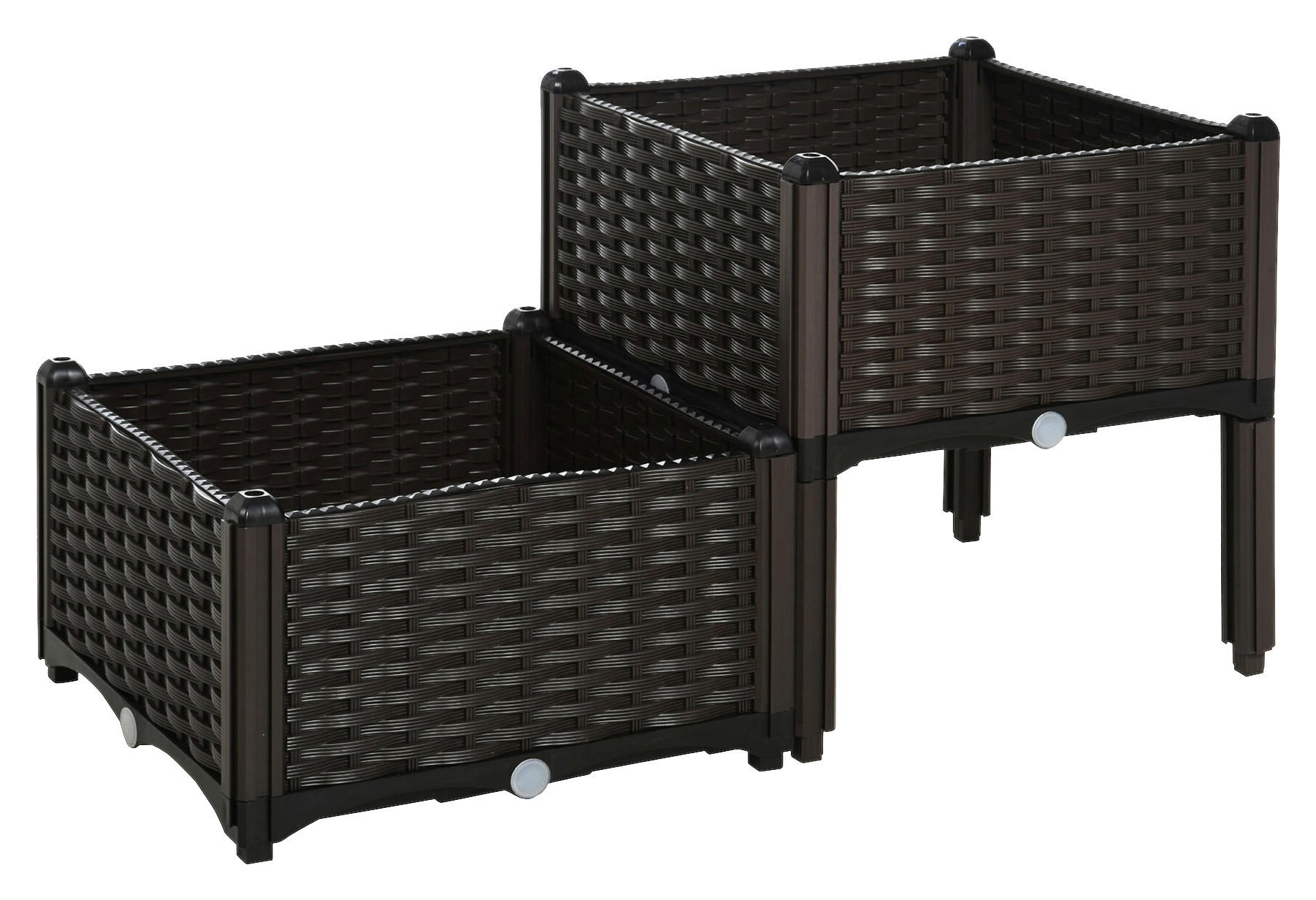 Outsunny Hochbeet B/H/L: ca. 40x44x40 cm 2-teiliges Hochbeet 845-290V01 - dunkelbraun (40,00/40,00/44,00cm) - Outsunny