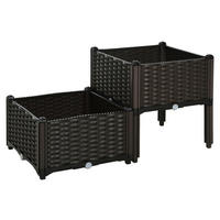 Outsunny Hochbeet B/H/L: ca. 40x44x40 cm 2-teiliges Hochbeet 845-290V01 - dunkelbraun (40,00/40,00/44,00cm) - Outsunny