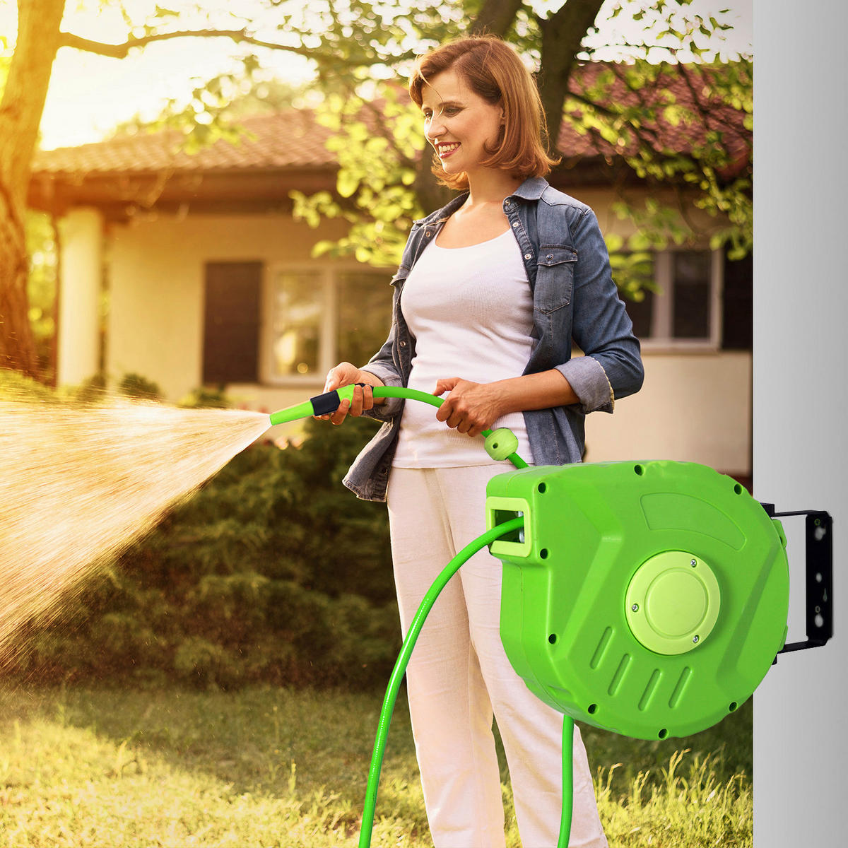 Outsunny Schlauchtrommel schwenkbar Schlauchtrommel 845-181 - grün (33,00/16,00/29,00cm) - Outsunny