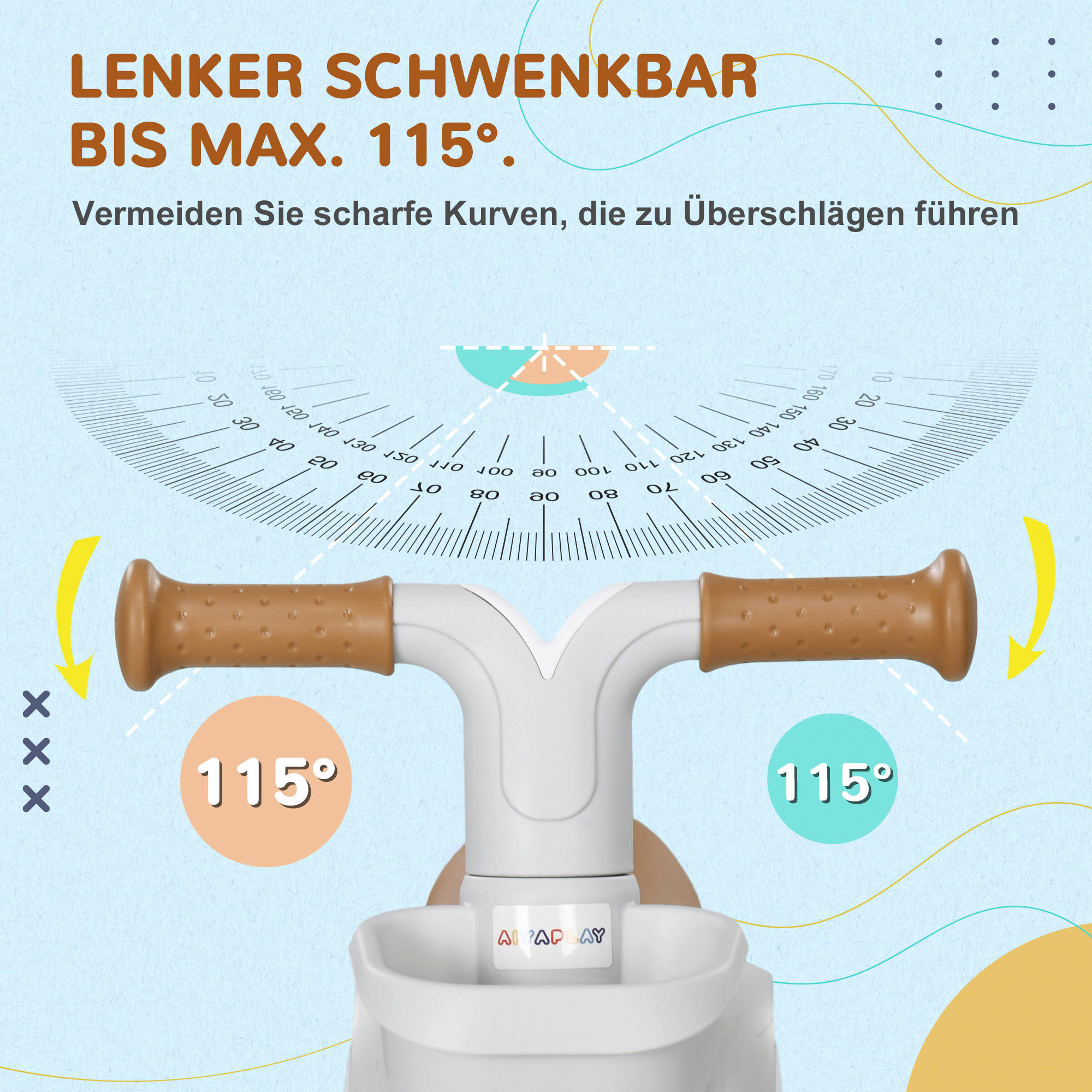 AIYAPLAY Kinderlaufrad weiß B/H/L: ca. 27x39x56 cm Kinderlaufrad - braun/weiß (56,00/27,00/39,00cm) - AIYAPLAY