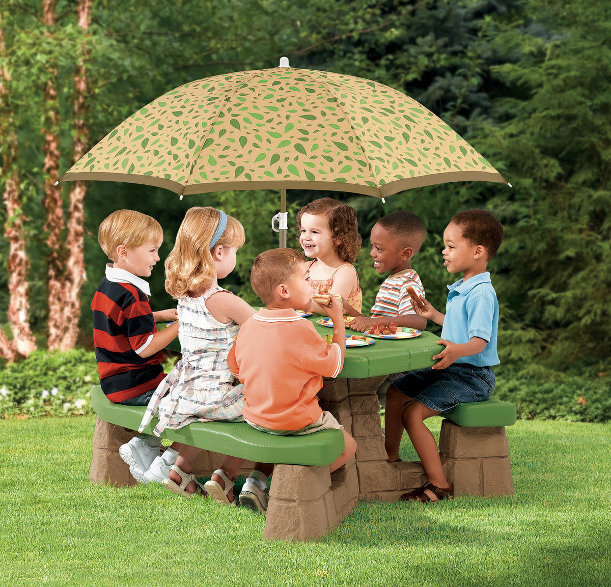 Step2 Kinder-Picknicktisch grün Kunststoff B/H/L: ca. 109x152x103 cm Kinder-Picknicktisch - braun/creme (103,00/109,00/152,00cm) - Step2