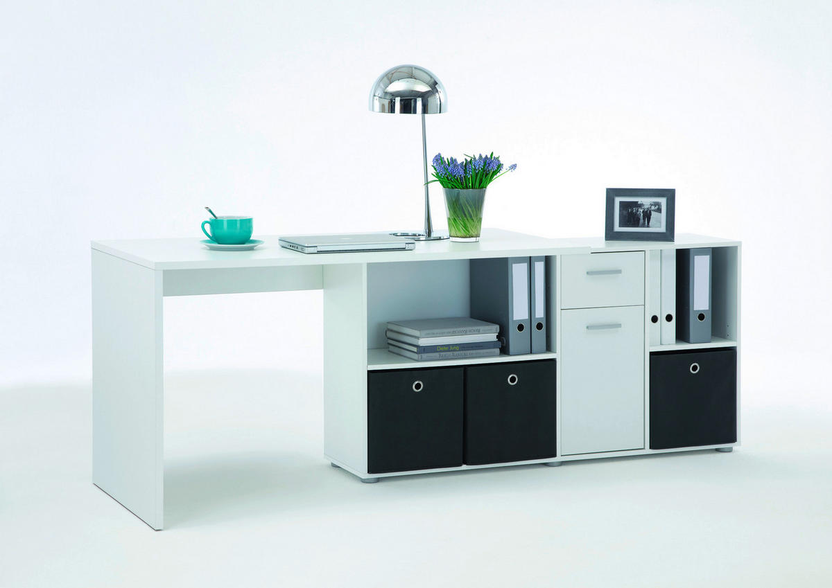 Schreibtisch  weiß B/H/T: ca. 136x74x66,5 cm Lexo_Schreibtisch 353-001 - weiß (136,00/74,00/66,50cm)