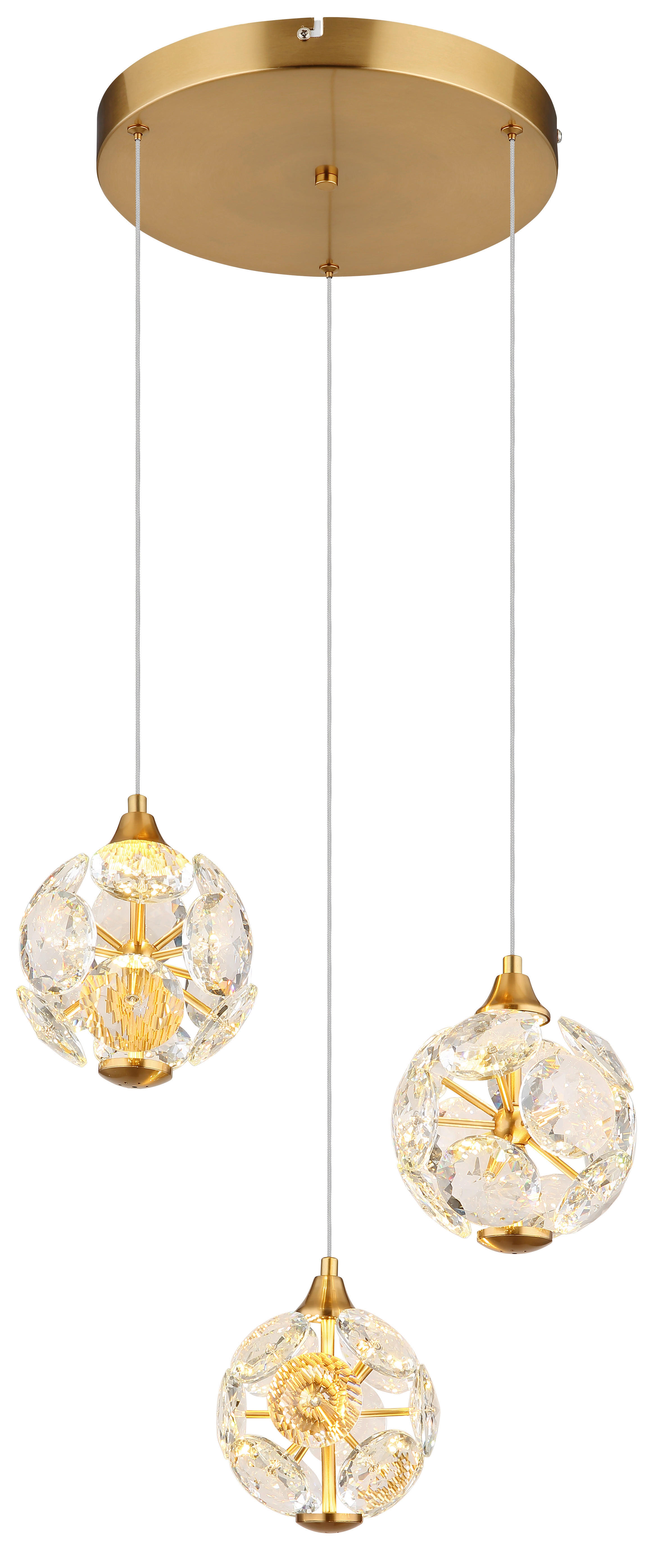 GLOBO LED-Pendelleuchte gold Metall B/H: ca. 42x150 cm LED-Pendelleuchte_Virina - gold (42,00/150,00cm) - GLOBO