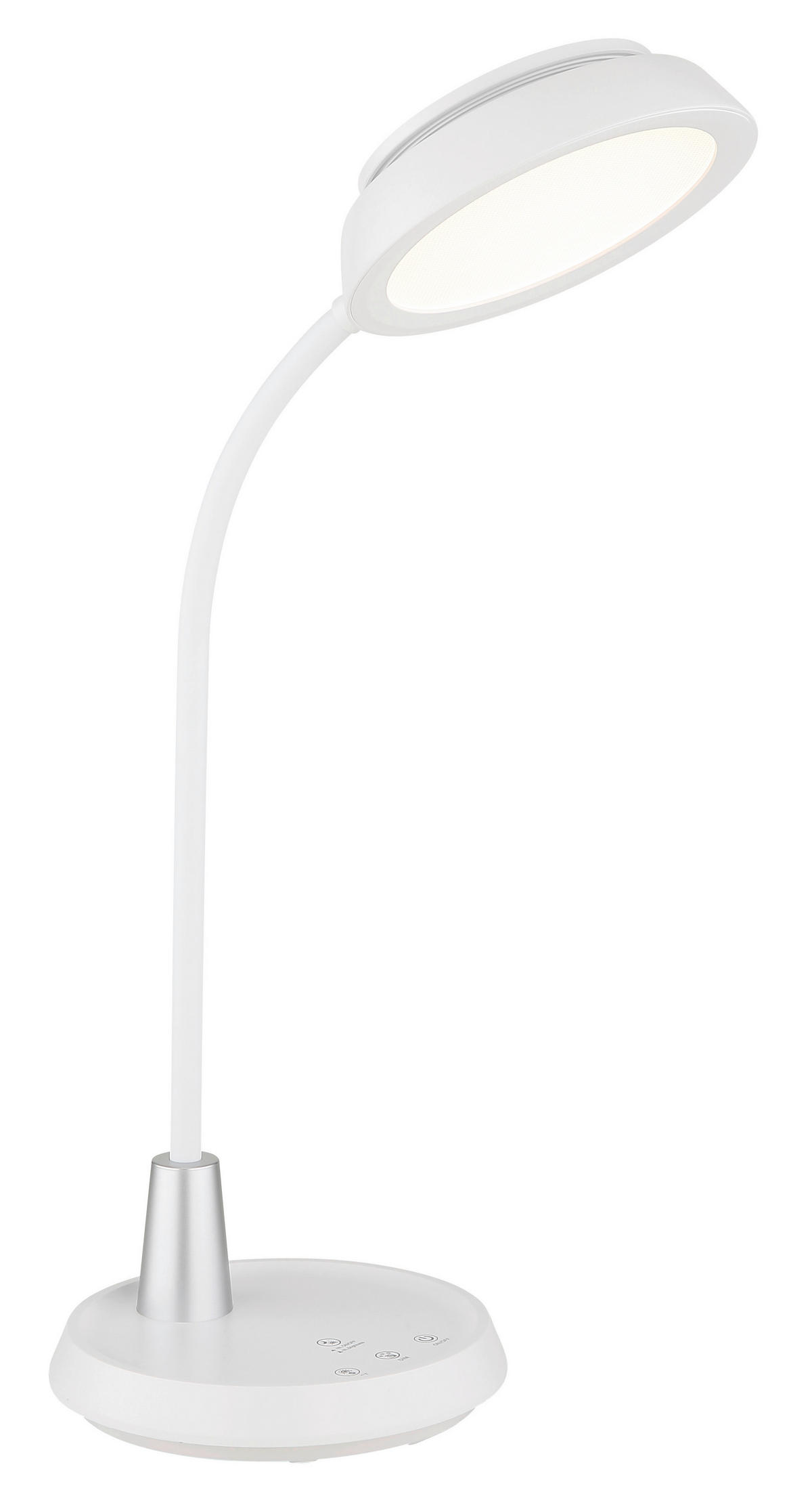 GLOBO Tischleuchte silber weiß Opal Kunststoff Silikon PVC B/H/L: ca. 17,2x44,8x30,6 cm 1 Brennstellen KIRK - weiß/Opal (30,60/17,20/44,80cm) - GLOBO