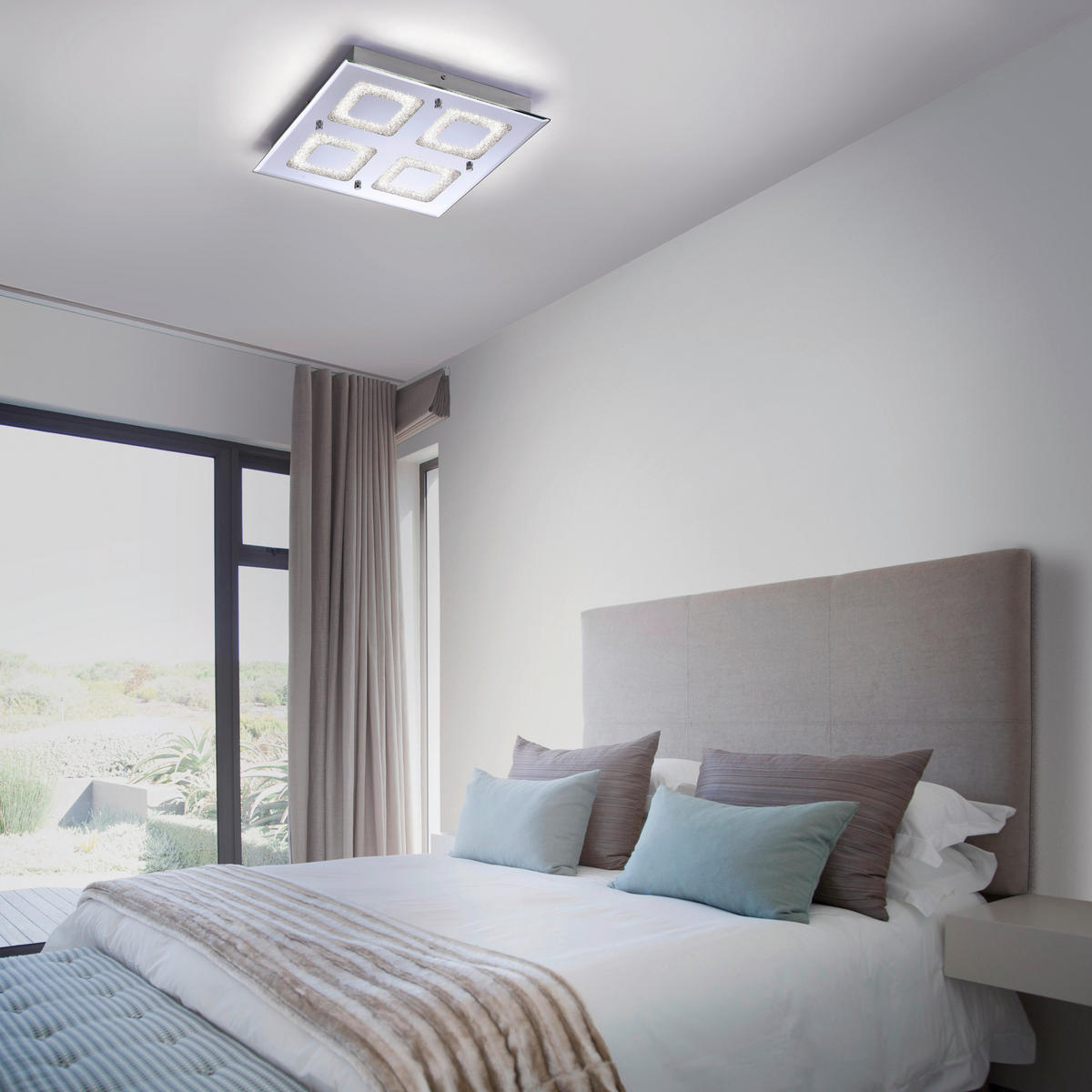 Just Light LED-Deckenleuchte LISA 11572-17 Chrom klar Metall Glas B/H/T: ca. 36x6,3x36 cm 4 Brennstellen LISA - klar/Chrom (36,00/6,30/36,00cm) - Just Light