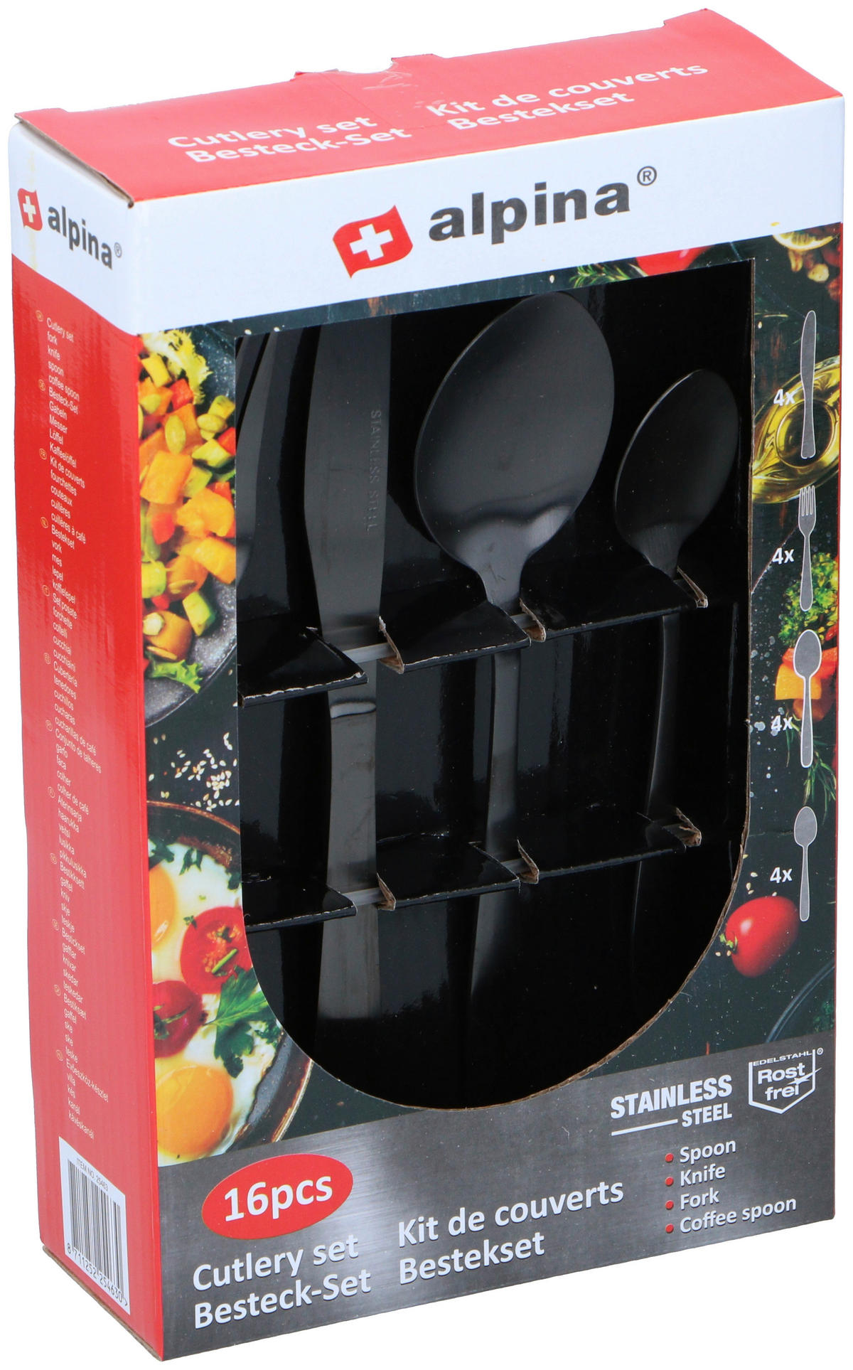 Alpina Besteckset schwarz Edelstahl 16 tlg. Besteckset_16tlg. - schwarz - Alpina