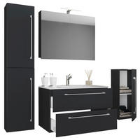 Waschplatz 5tlg-Badinos schwarz B/H/T: ca. 80x50x46 cm 5tlg-Badinos - schwarz (80,00/50,00/46,00cm) - VCM Möbel