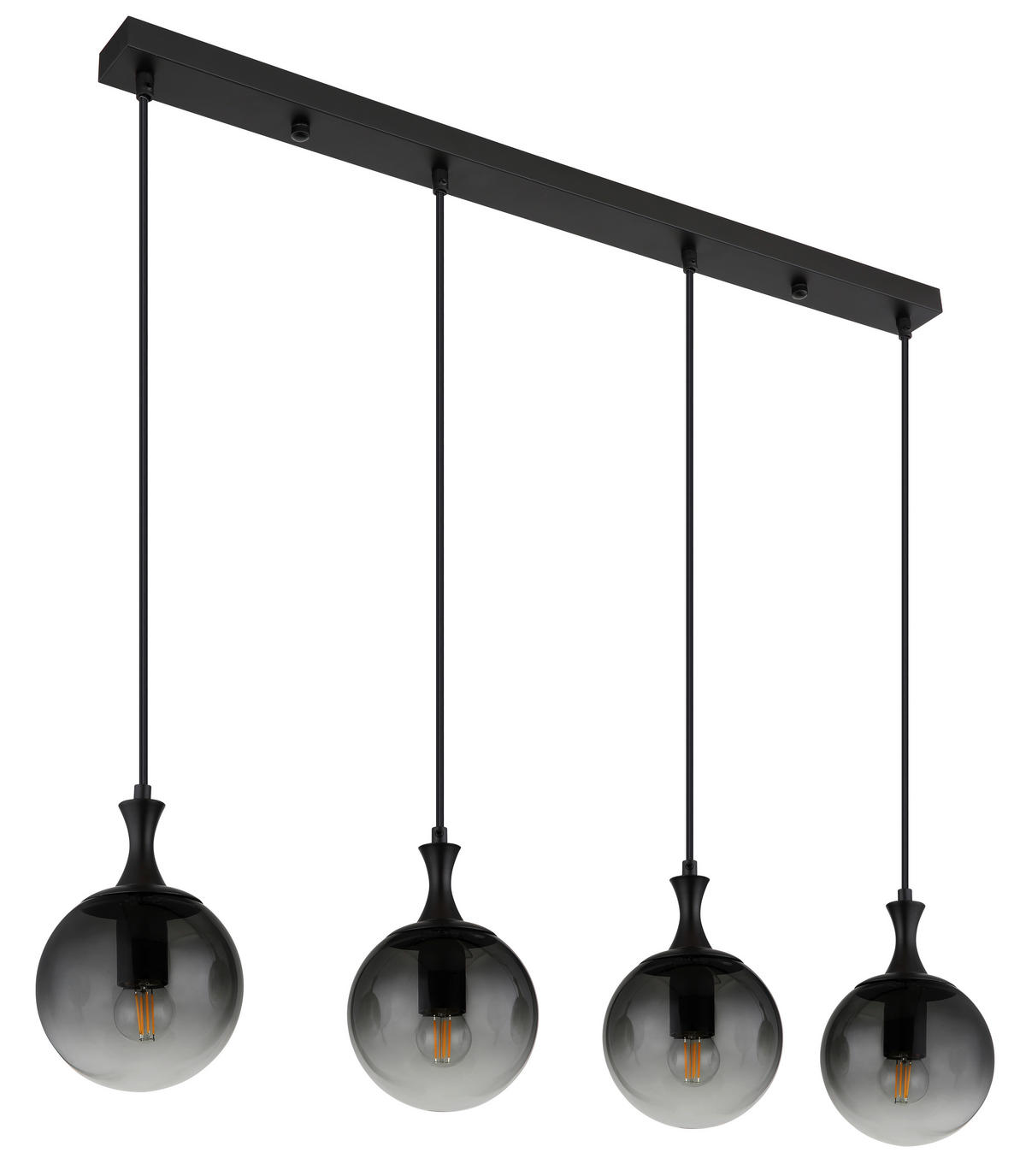 GLOBO LED Pendelleuchte mattschwarz Rauch Metall Kunststoff Glas B/H/T: ca. 90x130x15 cm 4.0 Brennstellen DALTON - mattschwarz/Rauch (90,00/130,00/15,00cm) - GLOBO