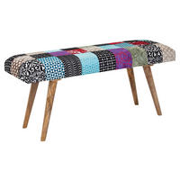 Wohnling Sitzbank bunt natur Stoff Echtholz B/H/T: ca. 117x51x38 cm Sitzbank - natur/bunt (117,00/51,00/38,00cm) - Wohnling