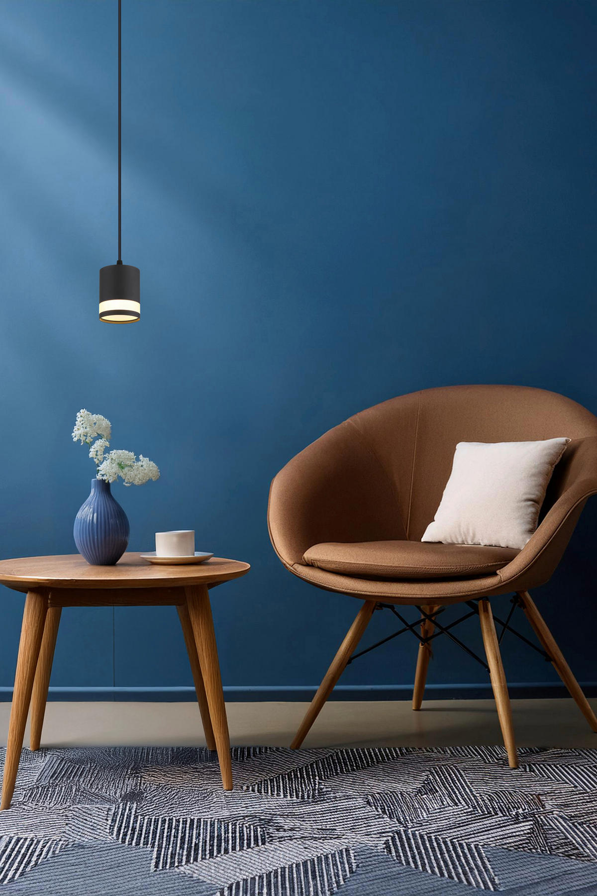 GLOBO Hängeleuchte Opal schwarz Metall Kunststoff H/D: ca. 120x10 cm 1.0 Brennstellen Lucero - schwarz/Opal (10,00/120,00cm) - GLOBO