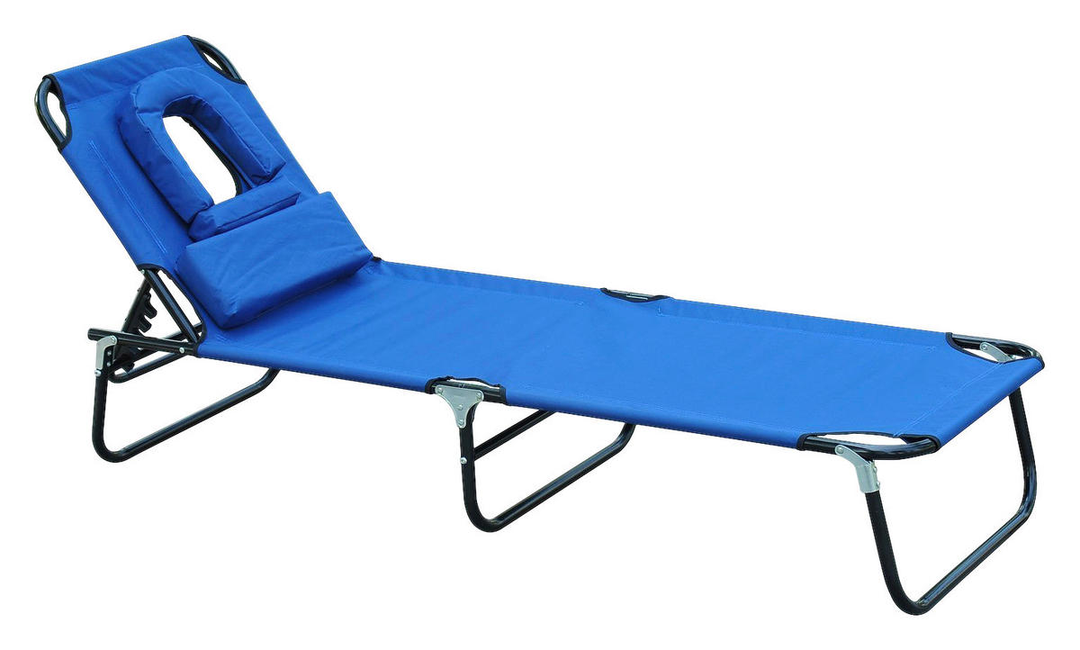 Outsunny Sonnenliege blau Stahl B/H/L: ca. 56x28x190 cm Sonnenliege - blau/schwarz (190,00/56,00/28,00cm) - Outsunny