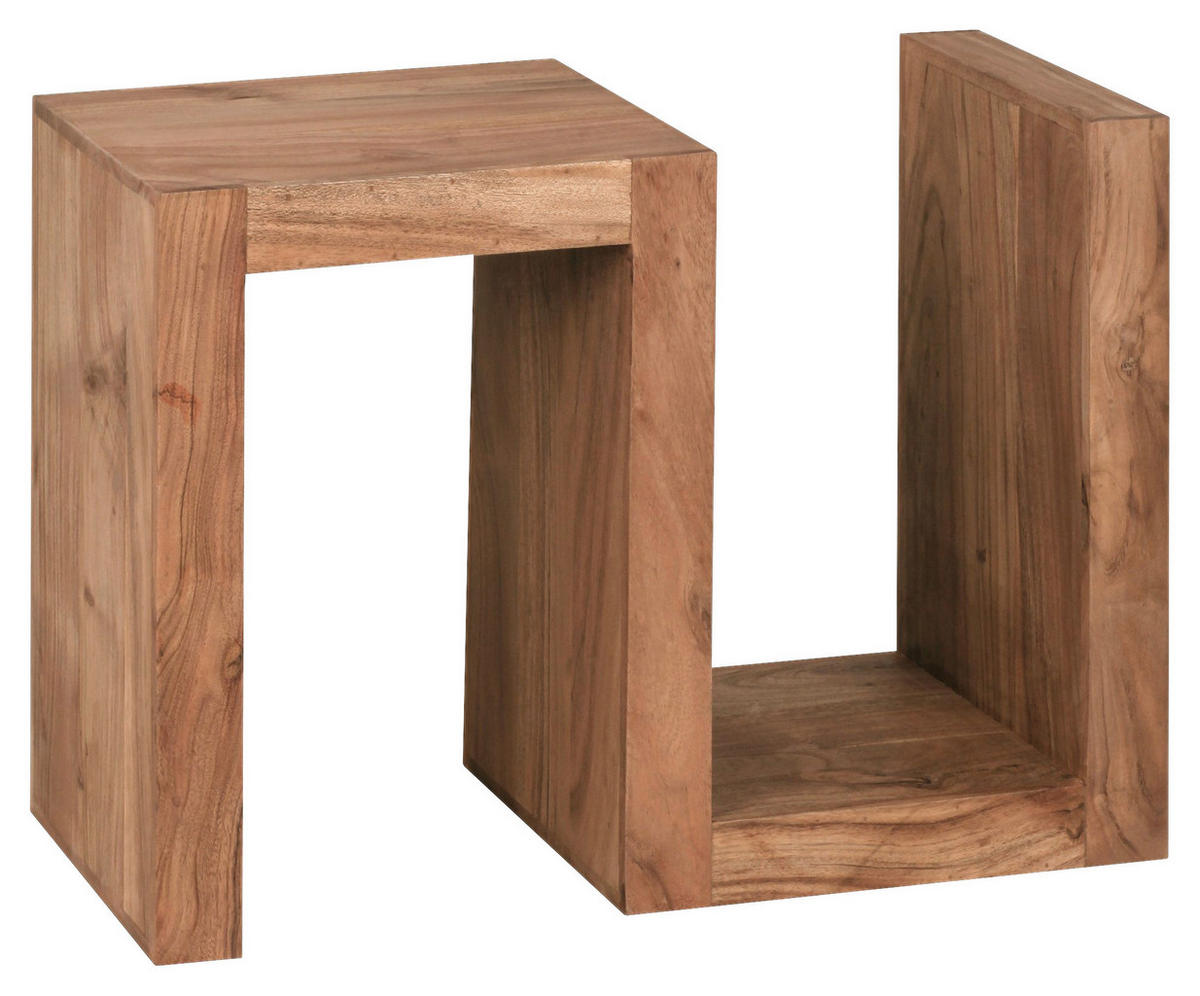 Beistelltisch natur Akazie B/H/T: ca. 44x60x30 cm Beistelltisch S Cube - natur (44,00/60,00/30,00cm) - Wohnling