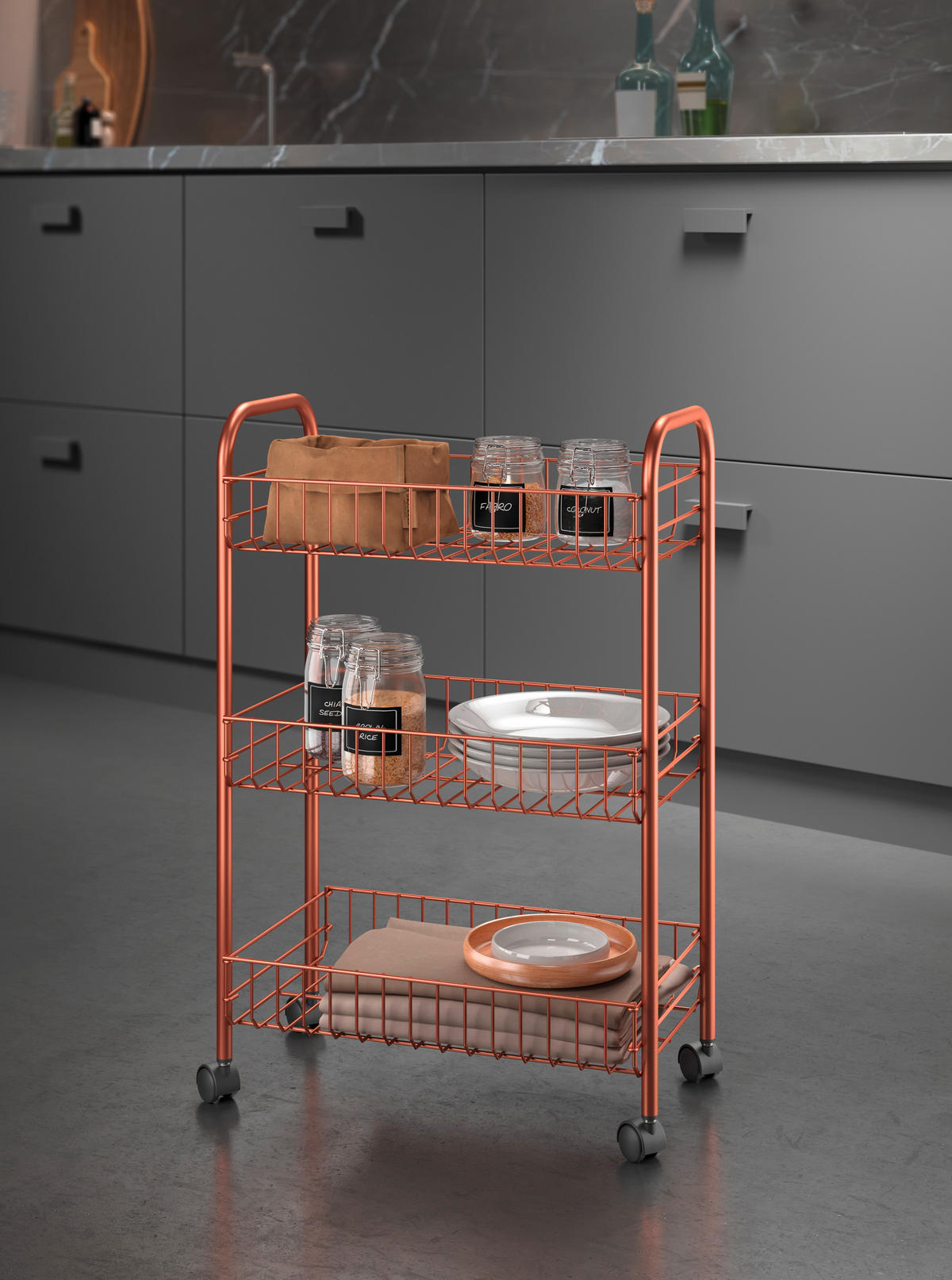 Metaltex Allzweckwagen Lugano Copper Lugano Copper - Kupfer (41,00/23,00/63,00cm) - Metaltex