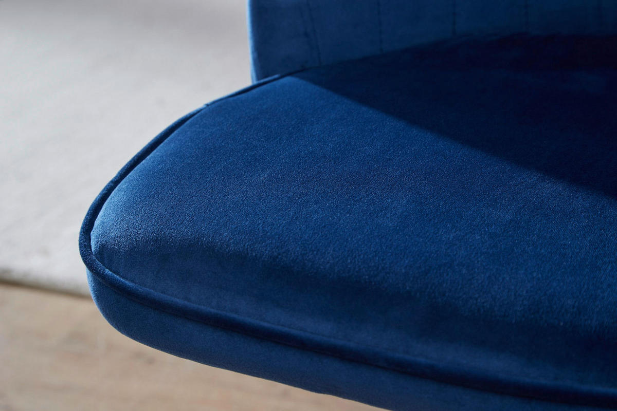 Drehstuhl blau Samt Eisen Drehstuhl - blau (47,00/100,00/46,00cm) - Wohnling