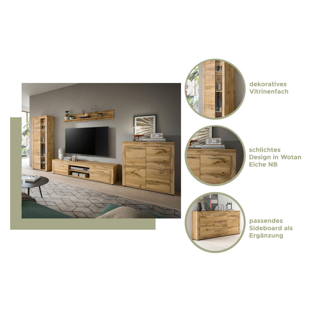 Thumbnail - Vitrine Jam Eiche Wotan Nachbildung B/H/T: ca. 60x159x35 cm