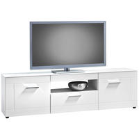 TV-Lowboard Atlanta weiß weiß Hochglanz B/H/T: ca. 168x49x40 cm Atlanta - weiß/silber (168,00/49,00/40,00cm)