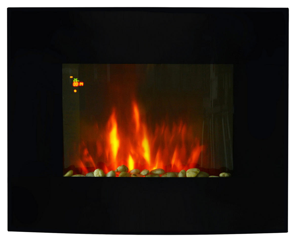 HOMCOM Elektrischer-Kamin 820-053 schwarz Metall Glas B/H/T: ca. 65x52x11,5 cm ca. 1800 W Elektrokamin 820-053 - schwarz (65,00/52,00/11,50cm) - HOMCOM