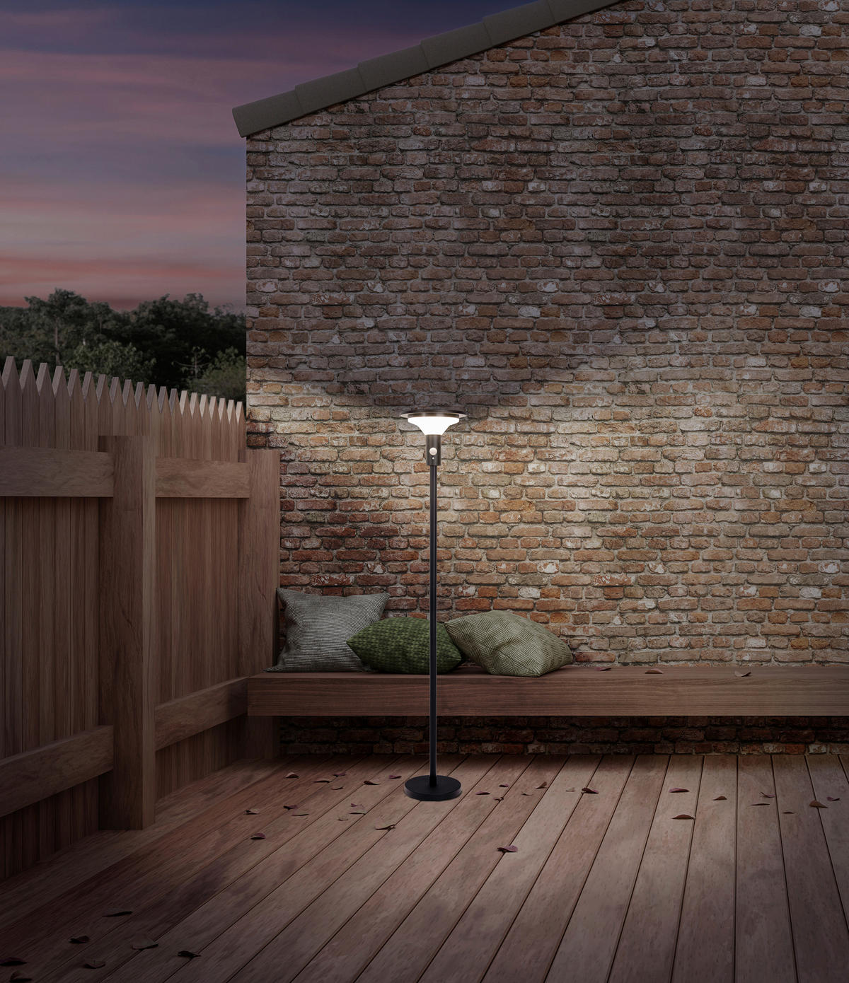 LED-Solarleuchte 2071622 schwarz Edelstahl Kunststoff H/D: ca. 140x21 cm LED Solarstehleuchte "NORA" - schwarz (21,00/140,00cm) - Näve Leuchten
