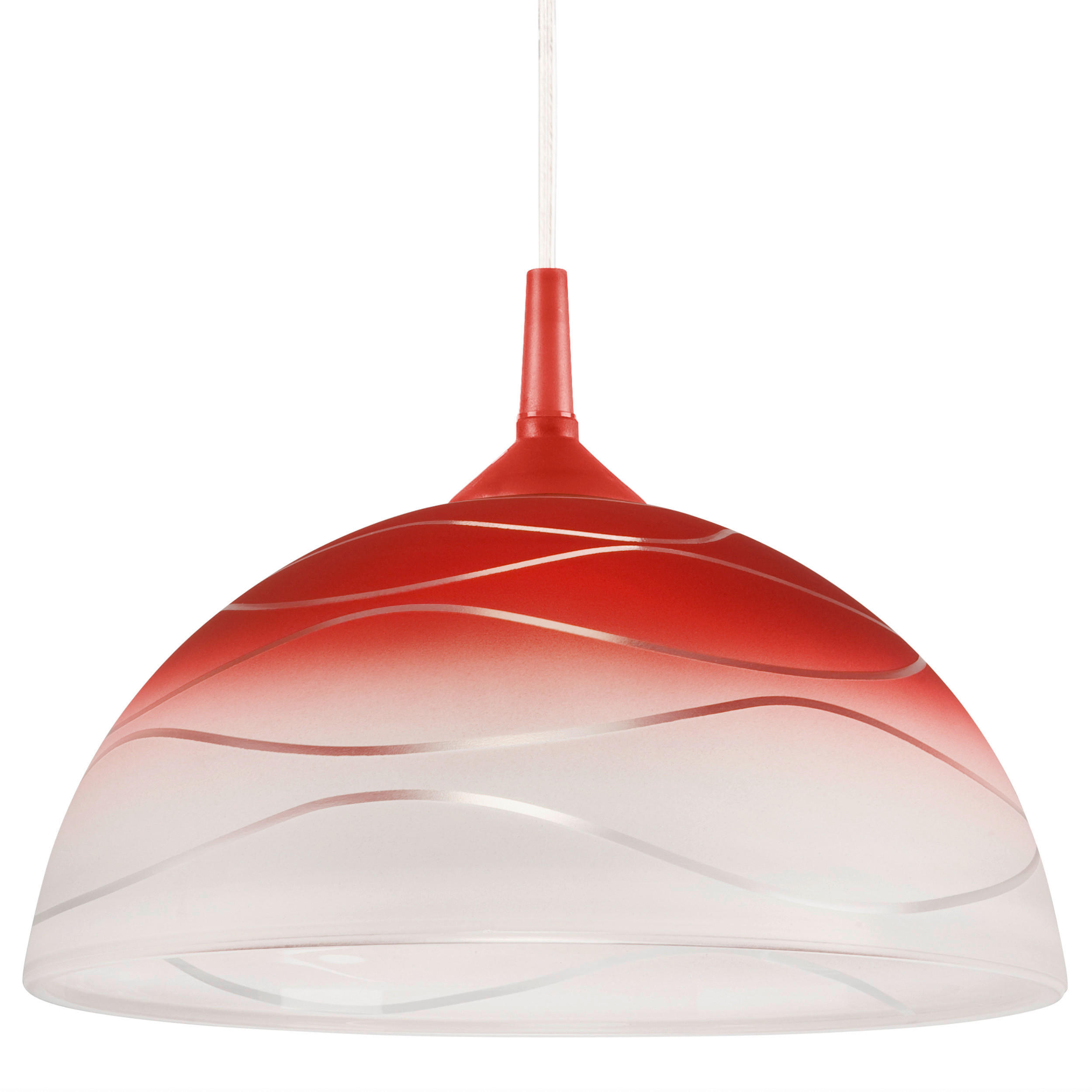 Thumbnail - Lamkur Hängeleuchte rot Glas B/H/L: ca. 31x17x31 cm E27 1 Brennstellen