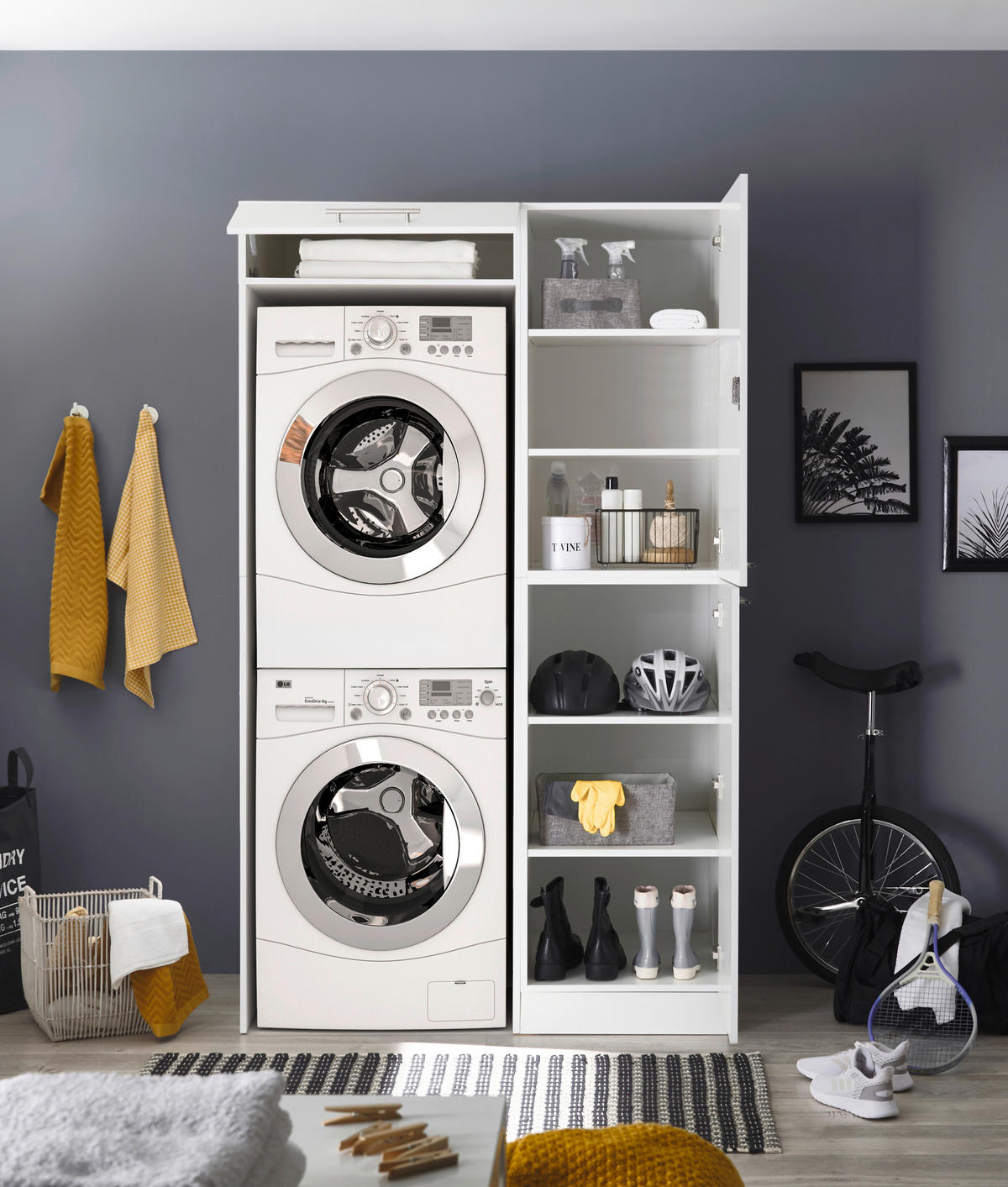 Respekta Hauswirtschaftsraum-Set Clara weiß matt B/H/T: ca. 117,4x200x67,6 cm Clara - weiß (117,40/200,00/67,60cm) - Respekta