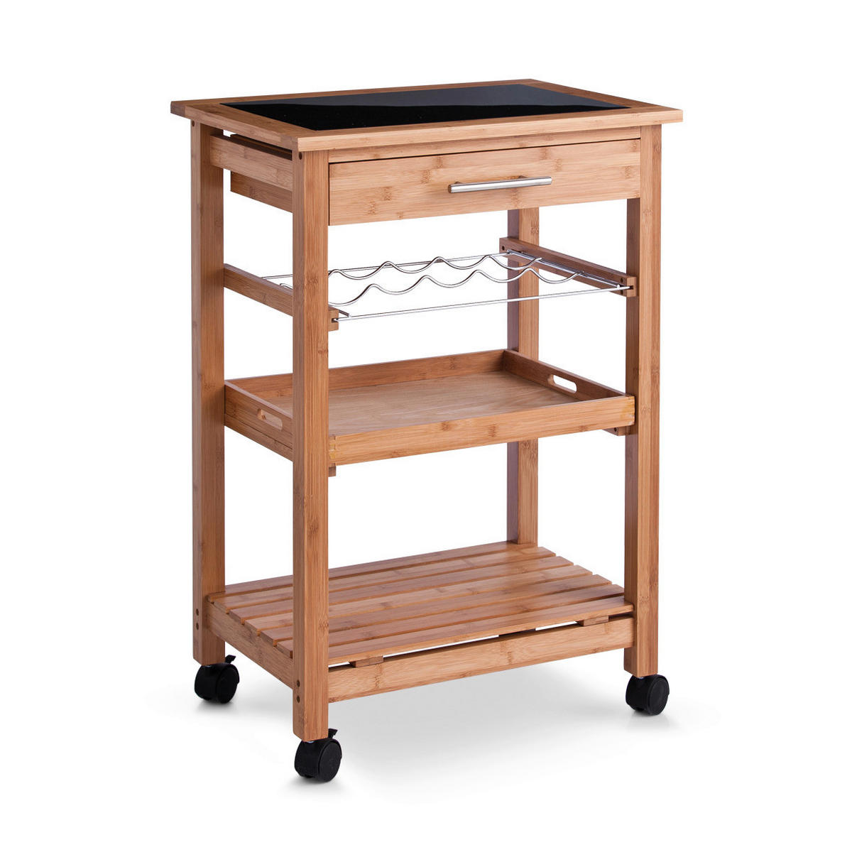 Zeller Küchenrollwagen braun Glas B/H/L: ca. 40x85x58 cm Küchenrollwagen - braun (58,00/40,00/85,00cm) - Zeller